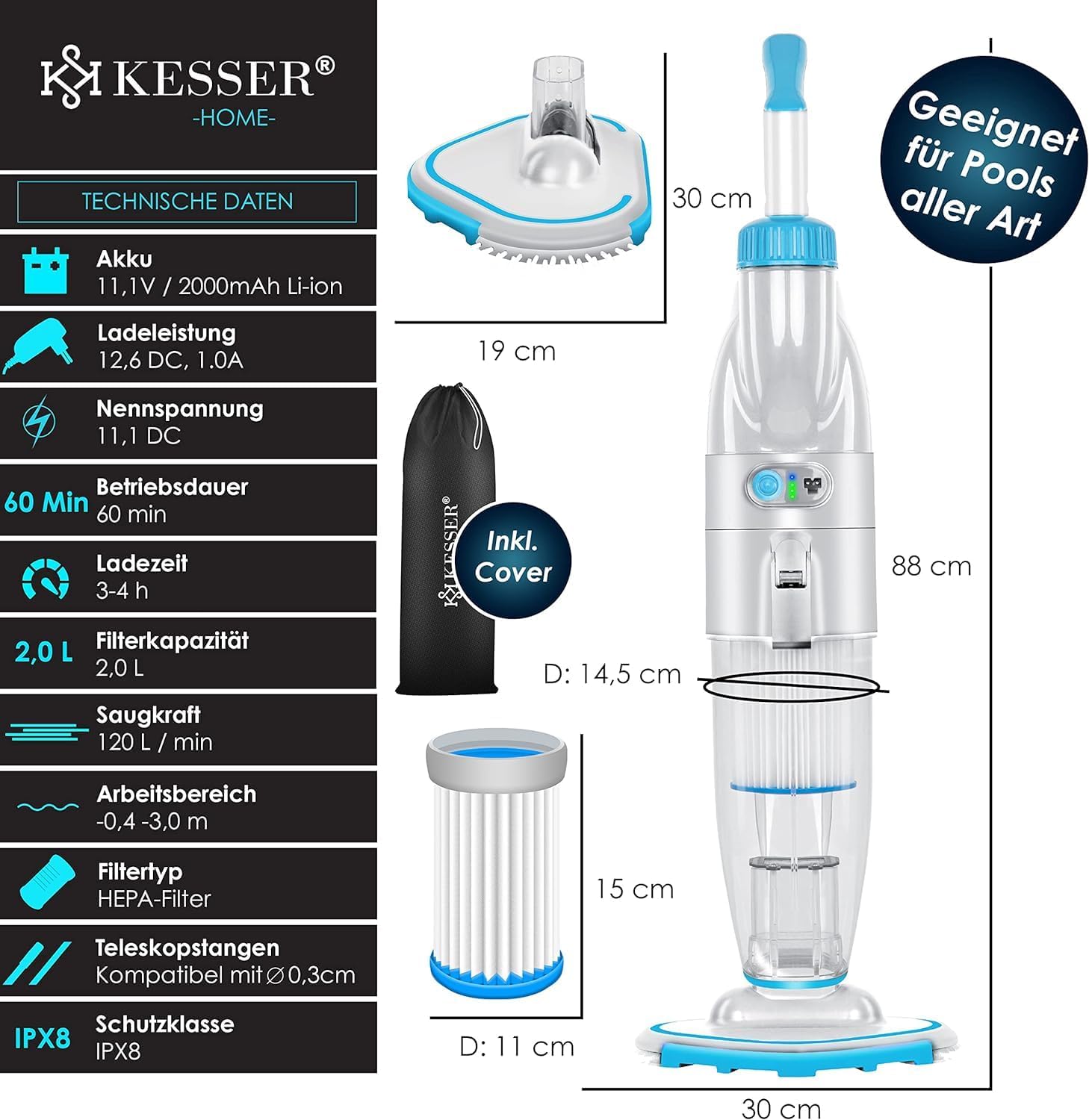 Aspirateur Piscine KESSER ‎22885/3